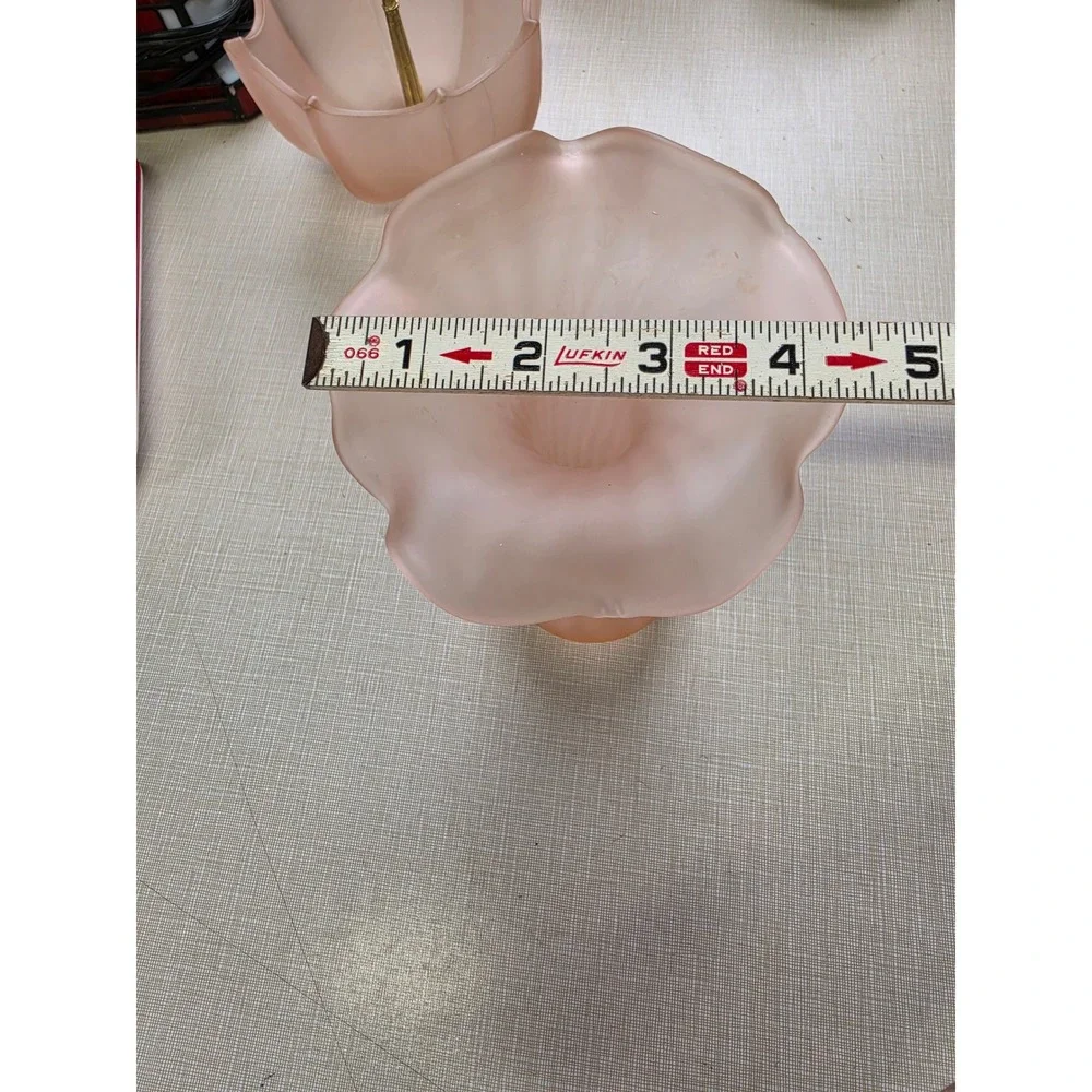 Vintage Pink Frosted Satin Glass Jack in the Pulpit Vase Ruffled Rim 7.25in